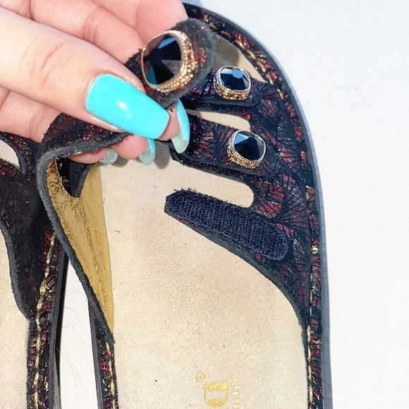 Alegria Kacee Drama Red Black Three Strap Sandals - Picture 8 of 12